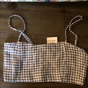 Brandy Melville Blue Picnic Plaid Cropped Tank